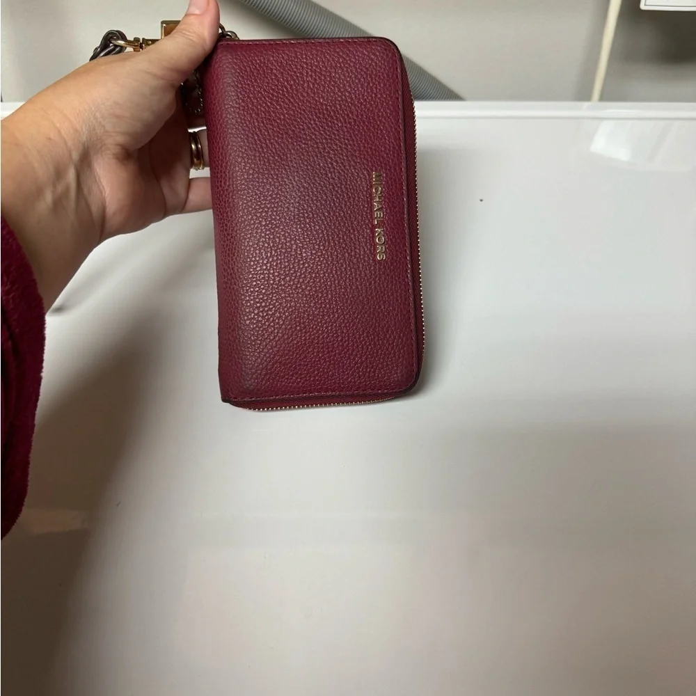 Michael Kors Red Wallet Sleek Design Gold Hardware